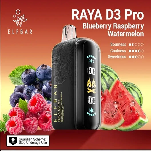 Elf Bar Raya D3 Pro 30K Blueberry Raspberry Watermelon 30000 Puffs